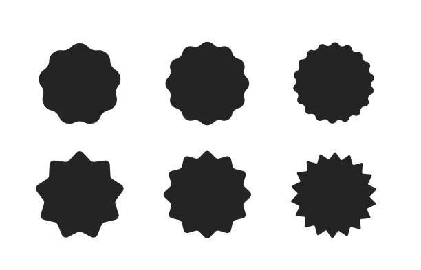 ilustrações de stock, clip art, desenhos animados e ícones de black star icon set. sunburst stickers price, promo, quality, sale. vector illustration - price tag label blank vector