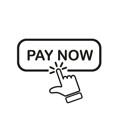 Pay now cursor button icon. Vector illustration