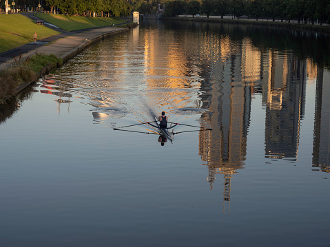 Early morning rower on the Yarra River, Melbourne