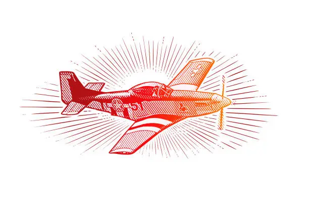 Vector illustration of P-51 Mustang fighter plane
