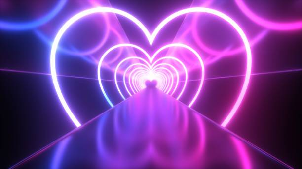 istock Ultraviolet Pink Purple Neon Heart Lights Reflections Glowing Bright - Abstract Background Texture 1453870044