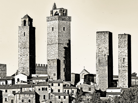 View of a Tuscan town skyline of San Gimignano in  Italy