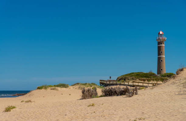 View of a lighthouse at Jose Ignacio town in the Atlantic Ocean coast in Uruguay.