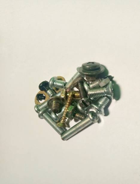 istock Love shaped of  Bolt and nut group 1453884163