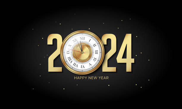 2024년 새해 복 많이 받으세요 배경 디자인. 벡터 그림입니다. - happy new year 2024 stock illustrations