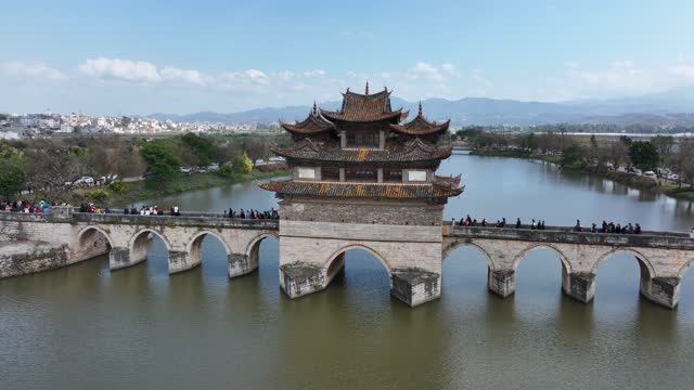 China, Yunnan, Honghe Prefecture, Yunnan, Jianshui Ancient City, Chaoyang Tower, aerial photography