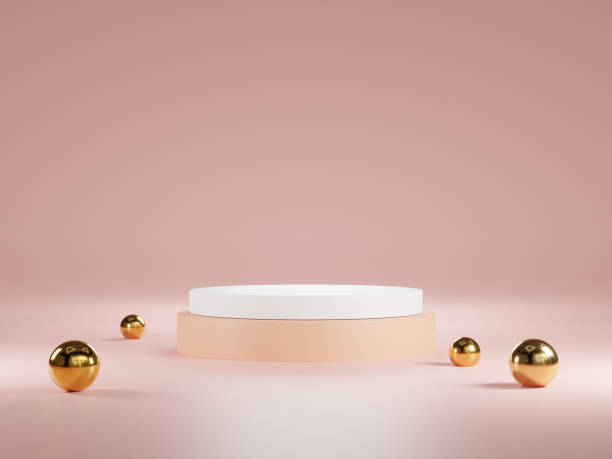 istock white and pink cylinder podium in pink background and display scene stage platform showcase, presentation, product, cosmetic, 3d render. 1453886592