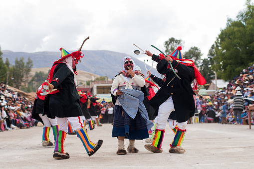 The Auquish dance represents the warrior elders, this is celebrated in the town of Huachac in Peru the first days of the year.