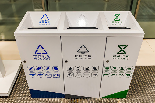 Garbage bins for garbage sorting in public places