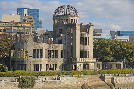 The Atomic Bomb Dome, located in Naka Ward, Hiroshima City, is an Atomic bombed structure that still conveys the horror of the atomic bomb dropped on the city of Hiroshima on August 6, 1945.\nIt is registered as a UNESCO World Heritage Site (Negative World Heritage).