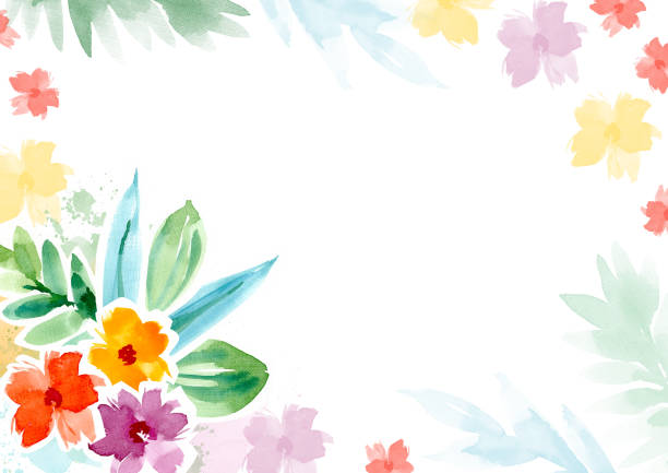 istock Background with watercolor flowers and leaves for invitation design 1453896845