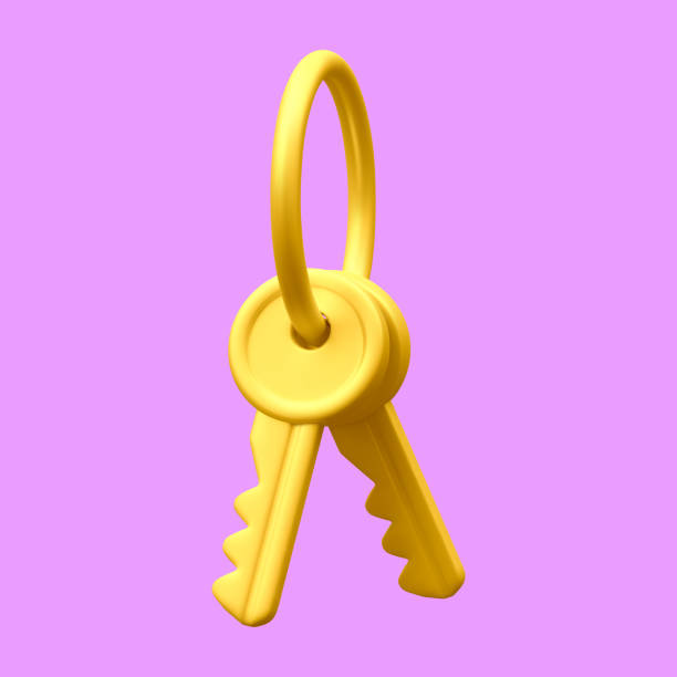 istock 3d realistic golden bunch of keys isolated in light background. Vector illustration 1453904028
