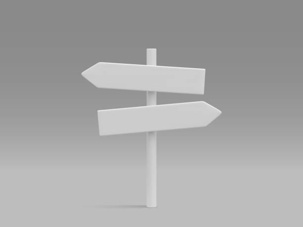 istock 3d realistic street sign isolated on light background. Direction sign post with arrow. Signboard pointer with wooden pole. Vector illustration 1453904603
