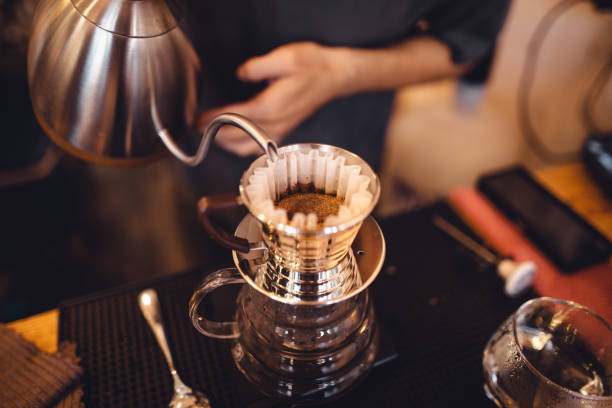 istock Close up of hand brewing coffee 1453904943
