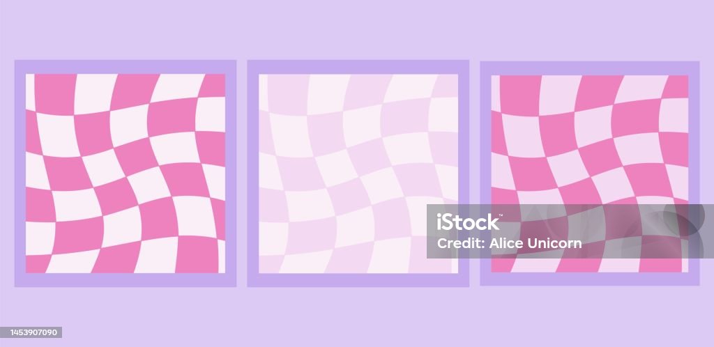 Trippy Grid Psychedelic Wave Pattern Trippy Grid Wavy Swirl Set On White And Pink ...