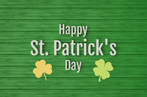 Happy St. Patrick's Day Background on Wooden Floor