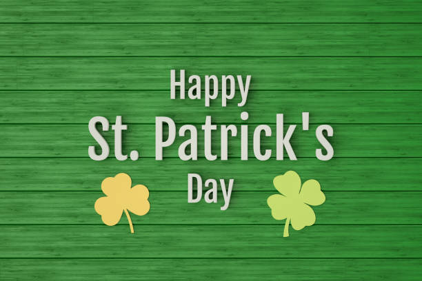 Happy St. Patrick's Day Background on Wooden Floor stock photo