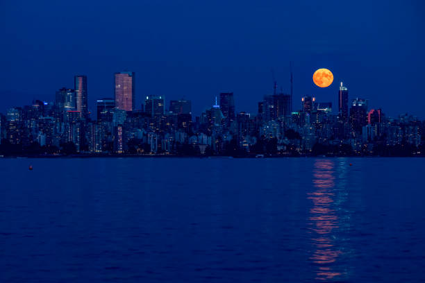 istock full moon rising above Downtown Vancouver at blue hour, BC, Canada 1453908897