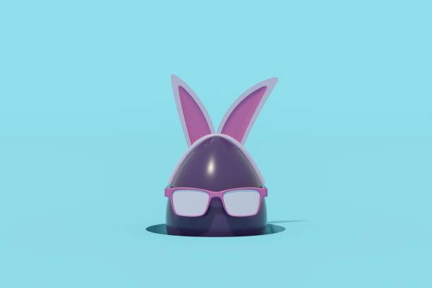 istock Easter egg with sunglasses and bunny ears in hole 1453911027