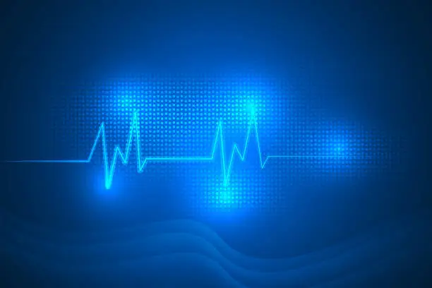 Vector illustration of digital lines ECG heartbeat pulse lines wave abstract background.