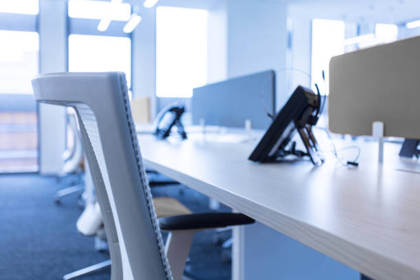 istock Voice service center interior, chairs close-up 1453914652