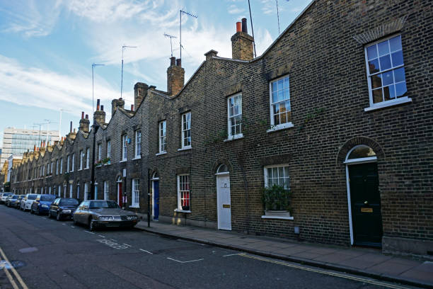 istock Exterior British architecture and front building decoration in Victorian terrace design at Cornwall road located in Waterloo- South East London, United Kingdom 1453915874