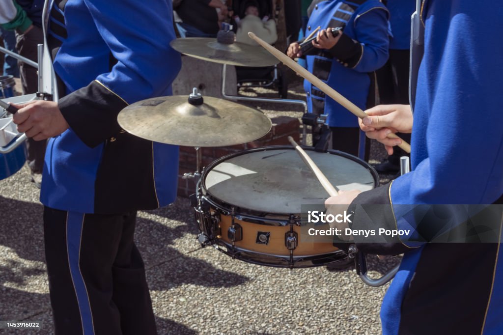 holiday in a European city, musicians play instruments, close-up Adult Stock Photo