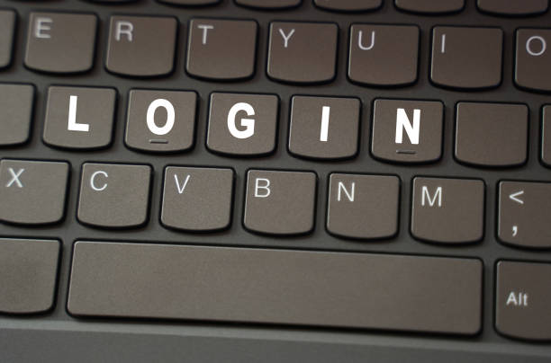 istock On the black keyboard, the inscription is highlighted in white - Login 1453917633