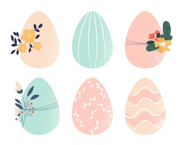 illustrations, cliparts, dessins animés et icônes de ensemble d’œufs décorés boho de pâques - easter easter egg spring group of objects