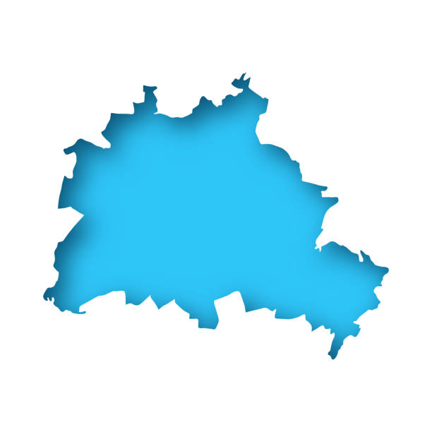 Berlin map - White paper cut out on blue background Map of Berlin cut out on a blank white paper with a blue background. Modern and trendy paper cutout effect. Vector Illustration (EPS file, well layered and grouped). Easy to edit, manipulate, resize or colorize. Vector and Jpeg file of different sizes. germany blank map silhouette stock illustrations