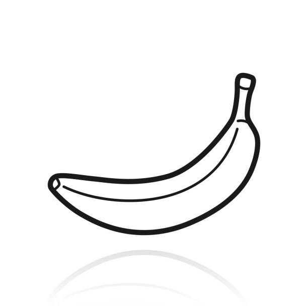 banane. symbol mit reflexion auf weißem hintergrund - banane stock-grafiken, -clipart, -cartoons und -symbole