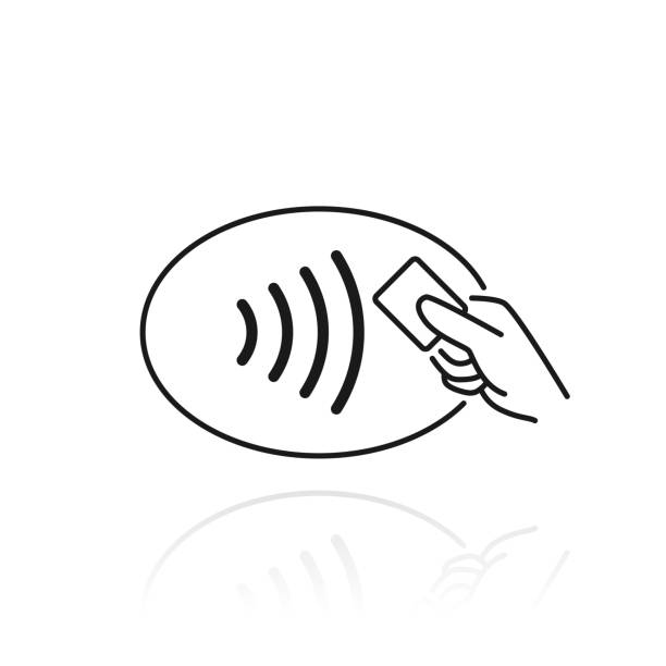 illustrazioni stock, clip art, cartoni animati e icone di tendenza di pagamento contactless. icona con riflesso su sfondo bianco - vector connection e commerce shiny