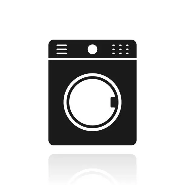 Vector illustration of Washing machine. Icon with reflection on white background