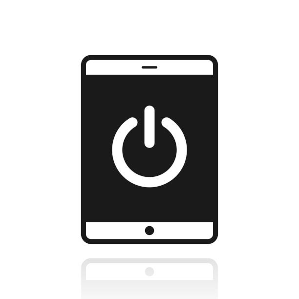 Tablet Pc Mit Netzschalter Symbol Mit Reflexion Auf Weißem Hintergrund  Stock Vektor Art und mehr Bilder von Abmelden - iStock