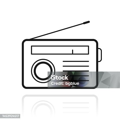 istock Radio. Icon with reflection on white background 1453924517