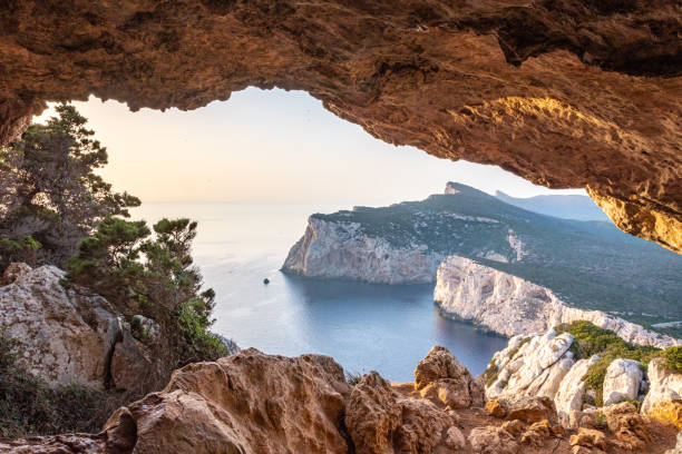 istock Shot of seashore from cave 1453924722