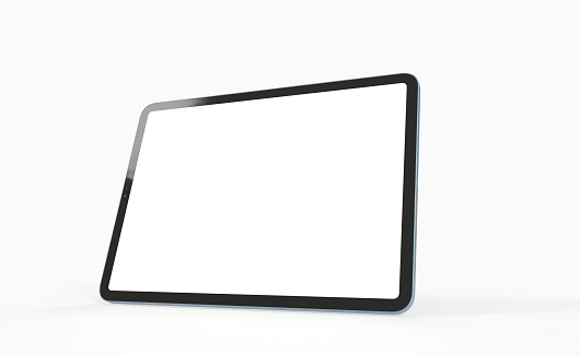 Mockup of a modern black space gray digital tablet isolated on a white background