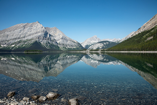 Beautiful views over Peyto Lake in the Rocky Mountains in Canada. Top tourist attractions while visiting the Banff National Park