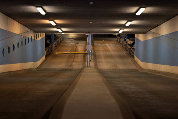 istock Underground parking lot at night 1453926509
