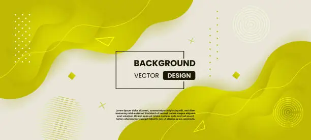 Vector illustration of Abstract liquid green and yellow gradient geometric background