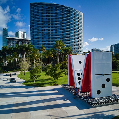 Miami, United States – October 01, 2022: The Dominos Park Albert Allot Park on a sunny day