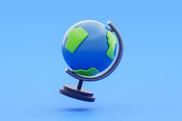 istock Earth globe 3d sphere icon world map isolated on blue background with geography continent concept land sign or global planet illustration symbol and international worldwide cartography ecology shape. 1453929322