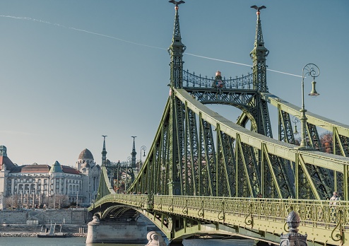 The Liberty bridge over Danube river in Budapest, Hungary
