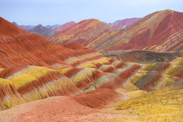 View of Danxia landform, Cheltenham Badland in Jinyun, China Danxia A view of Danxia landform, Cheltenham Badland in Jinyun, China Danxia danxia landform stock pictures, royalty-free photos & images