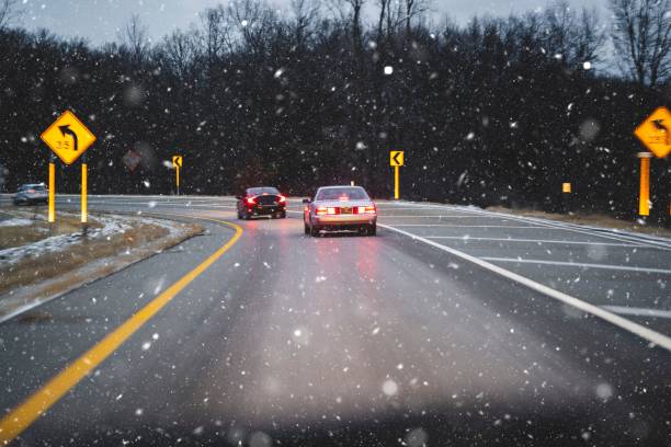 istock Car driving on the slippery road during winter 1453934156