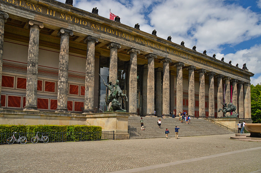 Berlin, Germany – May 14, 2021: The facade of a museum in the city of Berlin in Germany