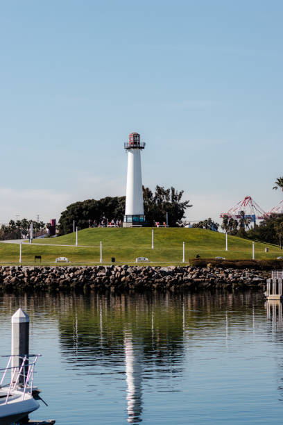 istock Vertical shot of the Long Beach Light Tower on the shore 1453935976