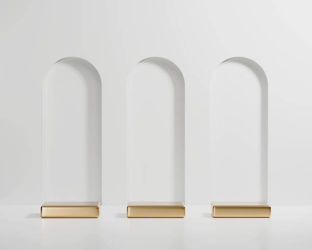 istock Abstract Minimal Modern Golden Podium Platform For Product Display Showcase 3D Rendering 1453937178