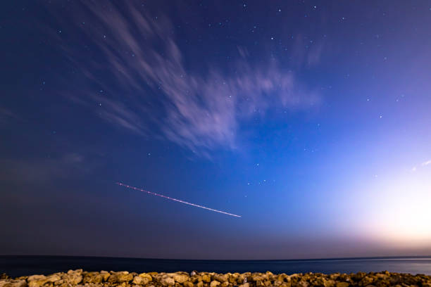 istock Beautiful view of a cloudy sky with stars 1453939871