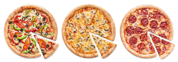 Collection of pizza on white